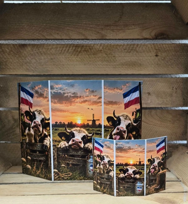 Stoer Boerencow Drieluik – met een flinke dosis humor! 14,5 × 9,5 cm - Foto 2