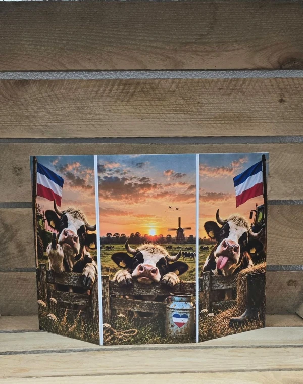 Stoer Boerencow Drieluik – met een flinke dosis humor! 14,5 × 9,5 cm - Foto 3